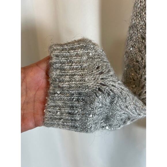 Women's 1. State Gray Sequin Long Sleeve Pullover Sweater Sz Small - Picture 6 of 8